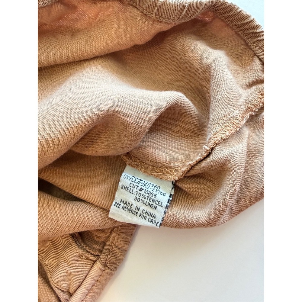 Velvet Heart Los Angeles Tan Tencel Linen Button Back Blouse Top Medium - Picture 5 of 6